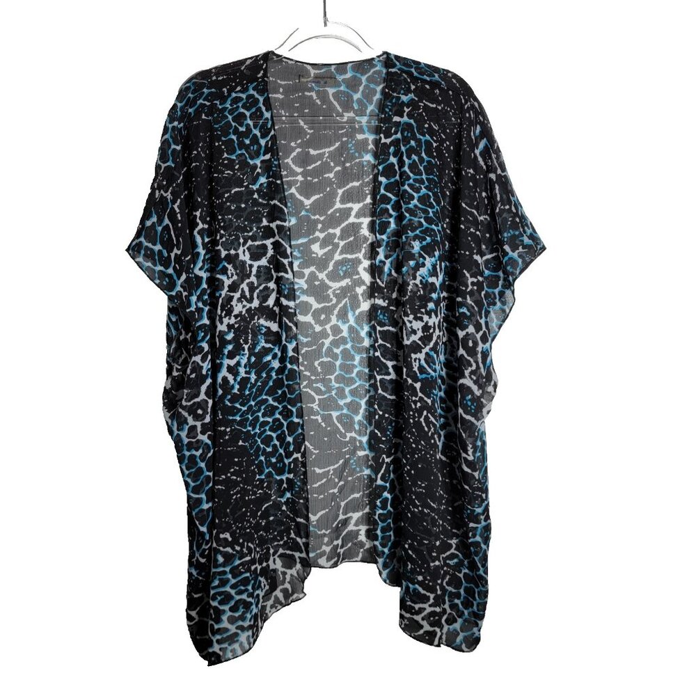 Swimsuits For All Blue Leopard Cover Up Top One Size Fits All Sheer